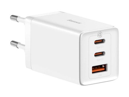 Baseus GaN5 Pro 65W Vægoplader m. 2 x USB-C & 1 x USB-A - Hvid Discount