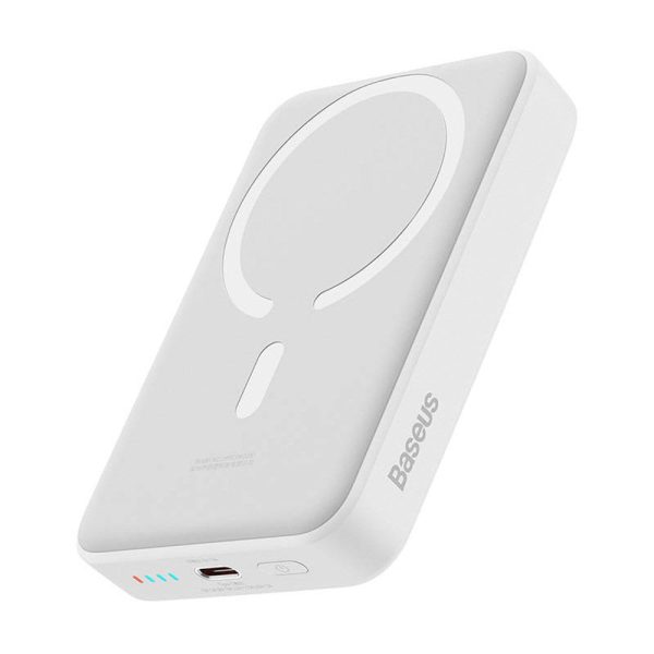 Baseus Mini 30W Magnetisk Powerbank 10.000 mAh m. USB-C PD & Qi Trådløs Opladning - MagSafe Kompatibel - Hvid on Sale