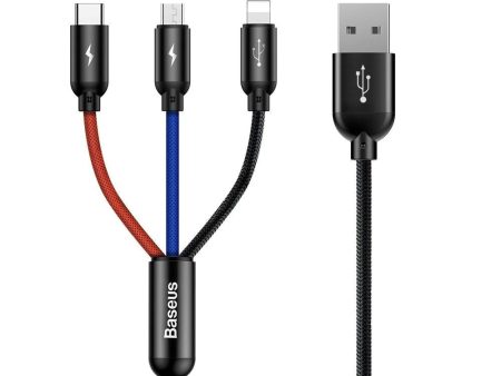 Baseus 3-in-1 Kabel USB-A til Lightning   USB-C   Micro USB - 120cm - Sort Sale