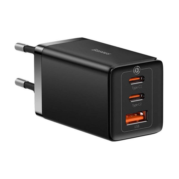 Baseus GaN5 Pro 65W Vægoplader m. 2 x USB-C & 1 x USB-A - Sort Online Hot Sale