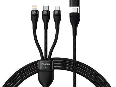 Baseus Flash Series 2 - 3-i-1 100W USB Multi Kabel m. USB-C, Lightning & Micro-USB - 1.2m - Sort Online now