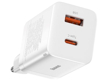 Baseus 30W Super Si Pro Vægoplader USB-C & USB-A - Hvid Hot on Sale