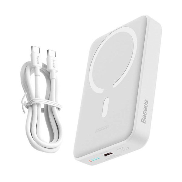 Baseus Mini 30W Magnetisk Powerbank 10.000 mAh m. USB-C PD & Qi Trådløs Opladning - MagSafe Kompatibel - Hvid on Sale