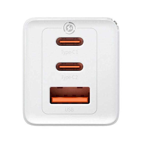 Baseus GaN5 Pro 65W Vægoplader m. 2 x USB-C & 1 x USB-A - Hvid Discount