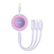 Baseus Bright Mirror 3in1 Kabel 66W USB-A til USB-C   Micro USB   Lightning Kabel 1.1m - Lilla Discount