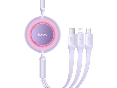 Baseus Bright Mirror 3in1 Kabel 66W USB-A til USB-C   Micro USB   Lightning Kabel 1.1m - Lilla Discount