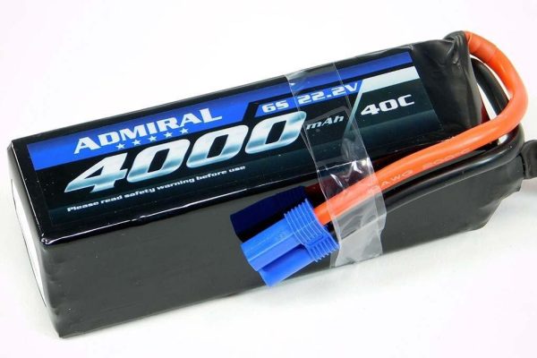 Admiral 4000mAh 6S 22.2V 40C LiPo Battery with EC5 Connector Supply