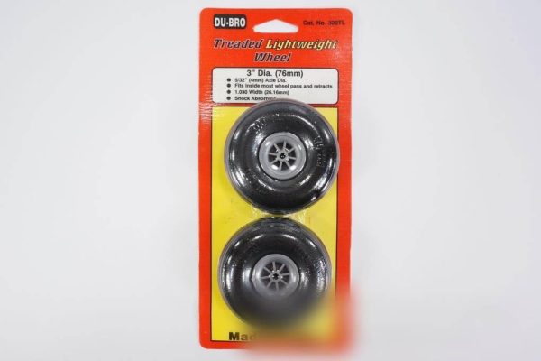 Du-Bro 76.2mm (3 ) x 25mm Treaded Lightweight PU Rubber Wheels for 4mm Axle (2 Pack) Online