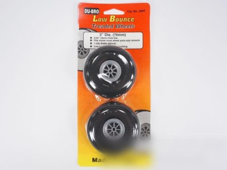 Du-Bro 76.2mm (3 ) x 26mm Low Bounce Treaded PVC Wheels for 4mm Axle (2 Pack) on Sale