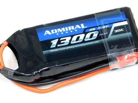 Admiral 1300mAh 2S 7.4V 30C LiPo Battery with JST Connector Hot on Sale