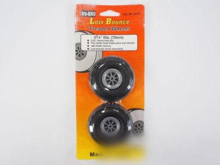 Du-Bro 69.8mm (2.75 ) x 23mm Low Bounce Treaded PVC Wheels for 4mm Axle (2 Pack) on Sale